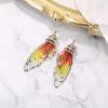 imageBriLove Butterfly Wing Hook Earrings Elegant Crystal Insect Dragonfly Drop Dangle Jewelry for WomenYellow Antiqued GoldTone