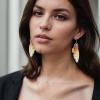 imageBriLove Butterfly Wing Hook Earrings Elegant Crystal Insect Dragonfly Drop Dangle Jewelry for WomenYellow Antiqued GoldTone
