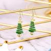 imageBriLove Christmas Tree Earrings for Women Lovely Cute Enamel Hook Dangle Earring for Party Prom AccessoriesGreen GoldTone