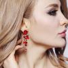 imageBriLove Wedding Bridal ClipOn Earrings for Women Bohemian Boho Crystal Multiple Teardrop Chandelier Dangle Jewelry Ruby Color GoldToned