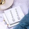 imageBriLove Womens Elegant Wedding Bridal Crystal Beaded Teardrop Chandelier Dangle Earrings01Clear SilverTone
