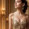 imageBriLove Womens Elegant Wedding Bridal Crystal Beaded Teardrop Chandelier Dangle Earrings02Champagne GoldTone