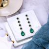 imageBriLove Womens Elegant Wedding Bridal Crystal Beaded Teardrop Chandelier Dangle Earrings03Emerald Color GoldTone