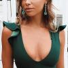 imageBriLove Womens Elegant Wedding Bridal Crystal Beaded Teardrop Chandelier Dangle Earrings03Emerald Color GoldTone