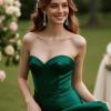 imageBriLove Womens Elegant Wedding Bridal Crystal Beaded Teardrop Chandelier Dangle Earrings03Emerald Color GoldTone