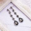 imageBriLove Womens Elegant Wedding Bridal Crystal Beaded Teardrop Chandelier Dangle Earrings04Grey SilverTone