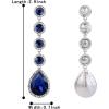 imageBriLove Womens Elegant Wedding Bridal Crystal Beaded Teardrop Chandelier Dangle Earrings05Navy Blue SilverTone