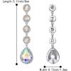 imageBriLove Womens Elegant Wedding Bridal Crystal Beaded Teardrop Chandelier Dangle Earrings06Iridescent AB SilverTone
