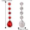 imageBriLove Womens Elegant Wedding Bridal Crystal Beaded Teardrop Chandelier Dangle Earrings07Ruby Color SilverTone