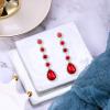 imageBriLove Womens Elegant Wedding Bridal Crystal Beaded Teardrop Chandelier Dangle Earrings07Ruby Color SilverTone