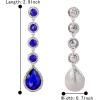 imageBriLove Womens Elegant Wedding Bridal Crystal Beaded Teardrop Chandelier Dangle Earrings08Royal Blue SilverTone