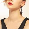 imageBriLove Womens Elegant Wedding Bridal Crystal Beaded Teardrop Chandelier Dangle EarringsBlack Blacktone