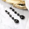imageBriLove Womens Elegant Wedding Bridal Crystal Beaded Teardrop Chandelier Dangle EarringsBlack Blacktone