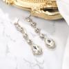 imageBriLove Womens Elegant Wedding Bridal Crystal Beaded Teardrop Chandelier Dangle EarringsClear Goldtone