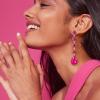imageBriLove Womens Elegant Wedding Bridal Crystal Beaded Teardrop Chandelier Dangle EarringsHot Pink GoldTone