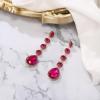 imageBriLove Womens Elegant Wedding Bridal Crystal Beaded Teardrop Chandelier Dangle EarringsHot Pink GoldTone