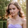 imageBriLove Womens Elegant Wedding Bridal Crystal Beaded Teardrop Chandelier Dangle EarringsLight Purple SilverTone