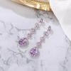 imageBriLove Womens Elegant Wedding Bridal Crystal Beaded Teardrop Chandelier Dangle EarringsLight Purple SilverTone