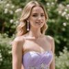 imageBriLove Womens Elegant Wedding Bridal Crystal Beaded Teardrop Chandelier Dangle EarringsLight Purple SilverTone
