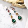 imageBriLove Womens Elegant Wedding Bridal Crystal Beaded Teardrop Chandelier Dangle EarringsMulticolor Goldtone