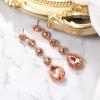imageBriLove Womens Elegant Wedding Bridal Crystal Beaded Teardrop Chandelier Dangle EarringsPeach Morganite Color RoseGoldtone