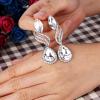 imageBriLove Womens Fashion Crystal Wedding Bridal Hollow Leaf Teardrop Dangle EarringsClear Silvertone