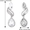 imageBriLove Womens Fashion Crystal Wedding Bridal Hollow Leaf Teardrop Dangle EarringsClear Silvertone