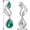imageBriLove Womens Fashion Crystal Wedding Bridal Hollow Leaf Teardrop Dangle EarringsEmerald Color SilverTone