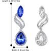 imageBriLove Womens Fashion Crystal Wedding Bridal Hollow Leaf Teardrop Dangle EarringsLight Blue SilverTone