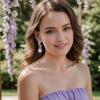 imageBriLove Womens Fashion Crystal Wedding Bridal Hollow Leaf Teardrop Dangle EarringsLight Purple SilverTone