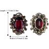 imageBriLove Womens Victorian Style Crystal Floral Scroll Cameo Inspired Oval Stud EarringsAmethyst Color AntiqueGoldTone