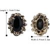 imageBriLove Womens Victorian Style Crystal Floral Scroll Cameo Inspired Oval Stud EarringsBlack AntiqueGoldTone