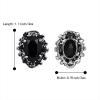imageBriLove Womens Victorian Style Crystal Floral Scroll Cameo Inspired Oval Stud EarringsBlack AntiqueSilverTone