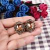 imageBriLove Womens Victorian Style Crystal Floral Scroll Cameo Inspired Oval Stud EarringsChampagne AntiqueGoldTone
