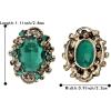 imageBriLove Womens Victorian Style Crystal Floral Scroll Cameo Inspired Oval Stud EarringsEmerald Color AntiqueGoldTone