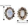 imageBriLove Womens Victorian Style Crystal Floral Scroll Cameo Inspired Oval Stud EarringsOpal Color AntiqueGoldTone