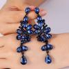 imageBriLove Womens Victorian Style Crystal Wedding Bridal Cluster Leaves Teardrop Dangle EarringsNavy Blue BlackTone