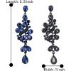 imageBriLove Womens Victorian Style Crystal Wedding Bridal Cluster Leaves Teardrop Dangle EarringsNavy Blue BlackTone