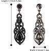 imageBriLove Womens Wedding Bridal Crystal Art Deco Teardrop Hollow Chandelier Dangle EarringsBlack BlackTone