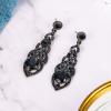 imageBriLove Womens Wedding Bridal Crystal Art Deco Teardrop Hollow Chandelier Dangle EarringsBlack BlackTone