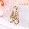 imageBriLove Womens Wedding Bridal Crystal Art Deco Teardrop Hollow Chandelier Dangle EarringsChampagne GoldTone