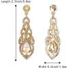 imageBriLove Womens Wedding Bridal Crystal Art Deco Teardrop Hollow Chandelier Dangle EarringsChampagne GoldTone