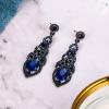 imageBriLove Womens Wedding Bridal Crystal Art Deco Teardrop Hollow Chandelier Dangle EarringsNavy Blue BlackTone
