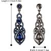 imageBriLove Womens Wedding Bridal Crystal Art Deco Teardrop Hollow Chandelier Dangle EarringsNavy Blue BlackTone