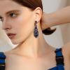 imageBriLove Womens Wedding Bridal Crystal Art Deco Teardrop Hollow Chandelier Dangle EarringsNavy Blue BlackTone