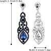 imageBriLove Womens Wedding Bridal Crystal Art Deco Teardrop Hollow Chandelier Dangle EarringsNavy Blue SilverTone