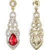 imageBriLove Womens Wedding Bridal Crystal Art Deco Teardrop Hollow Chandelier Dangle EarringsRuby Color GoldTone