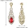 imageBriLove Womens Wedding Bridal Crystal Art Deco Teardrop Hollow Chandelier Dangle EarringsRuby Color GoldTone