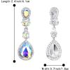 imageBriLove Womens Wedding Bridal Crystal Marquise Leaf Teardrop Chandelier Dangle EarringsClear AB SilverTone