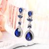 imageBriLove Womens Wedding Bridal Crystal Marquise Leaf Teardrop Chandelier Dangle EarringsNavy Blue SilverTone